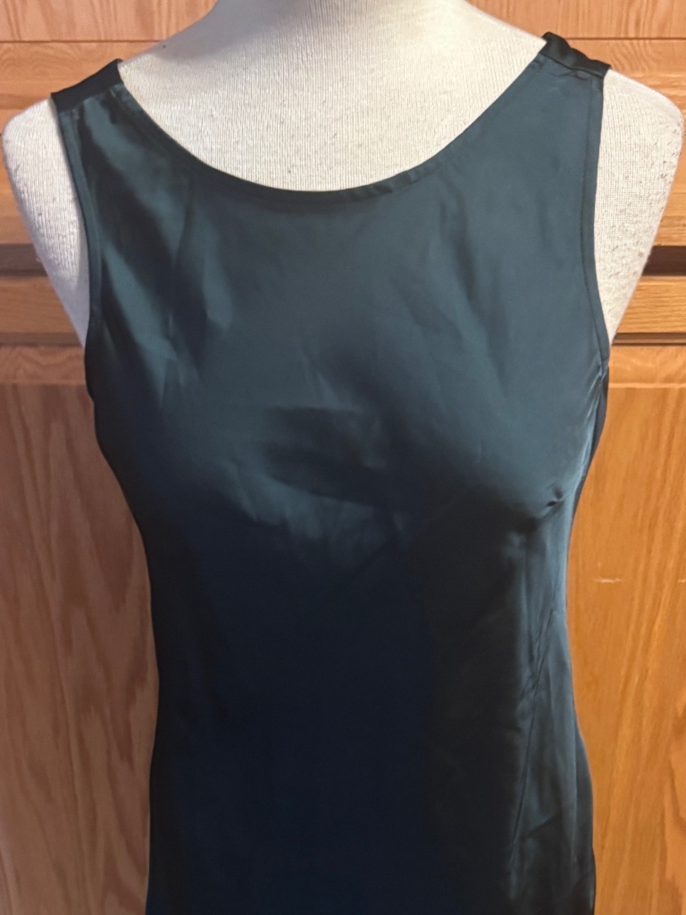 Women's Shein Green Full Length Soft Dress Small Scoop Neck Formal Sleeveless